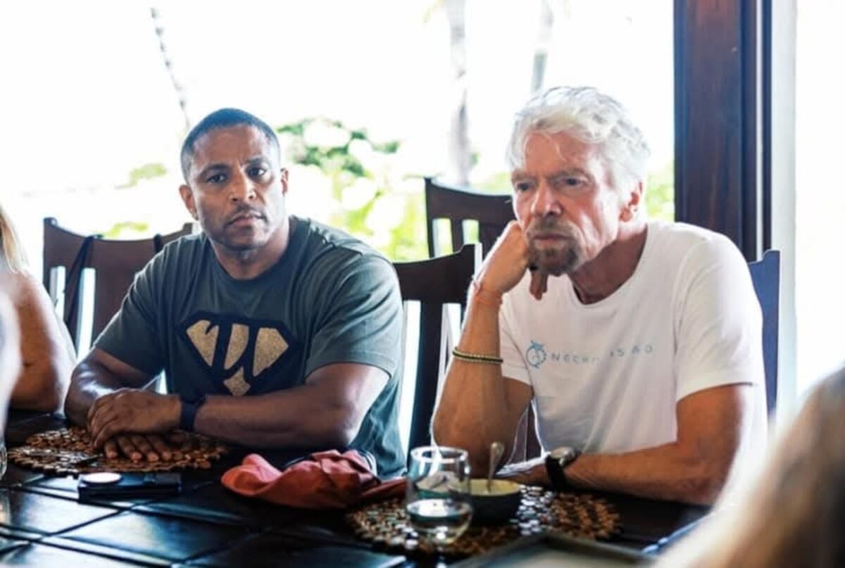 Julian Hall at Necker Island with Richard Branson
